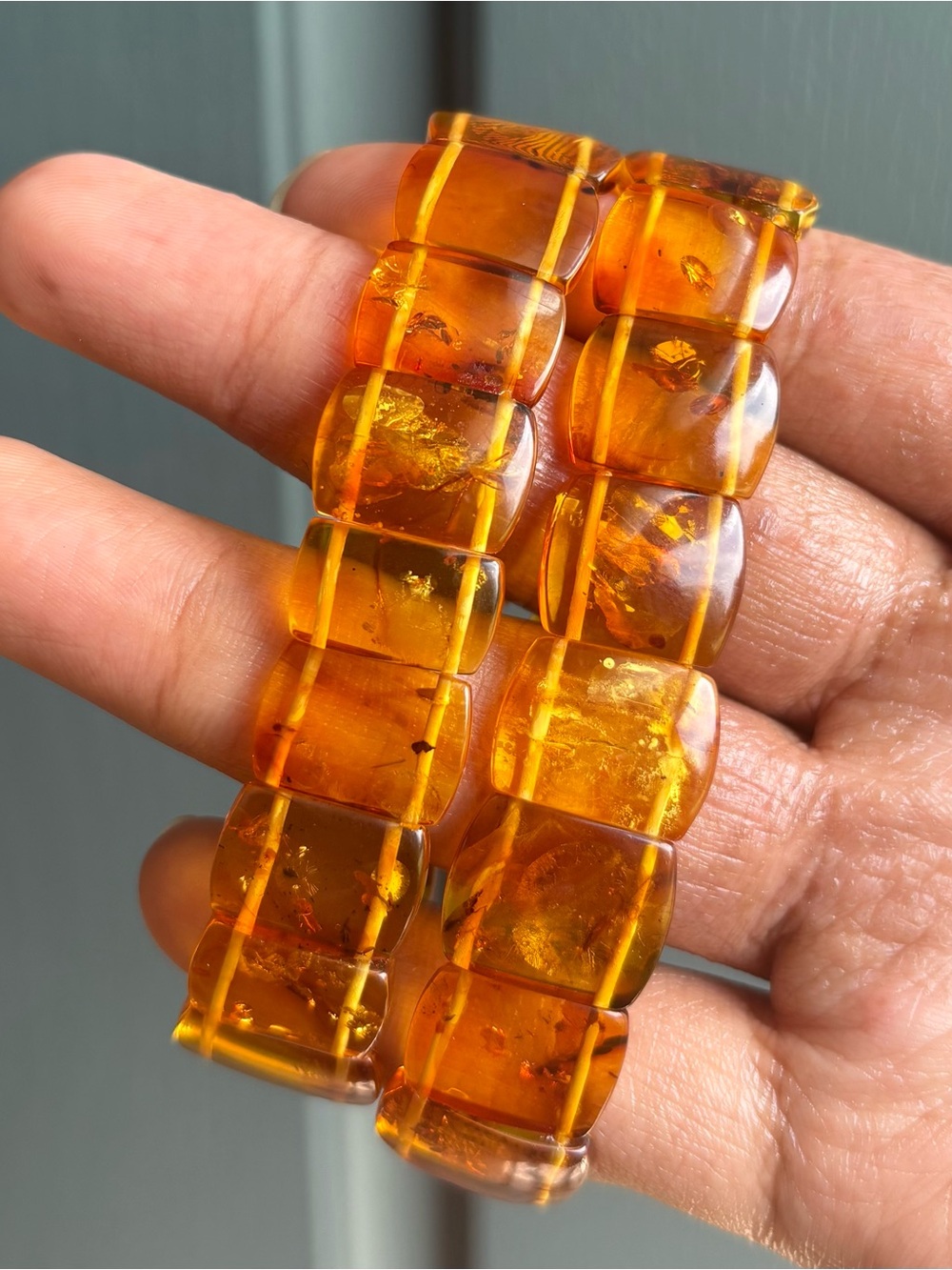 Flower Amber Bangle Crystal Bracelet 16mm - Picture 5 of 8